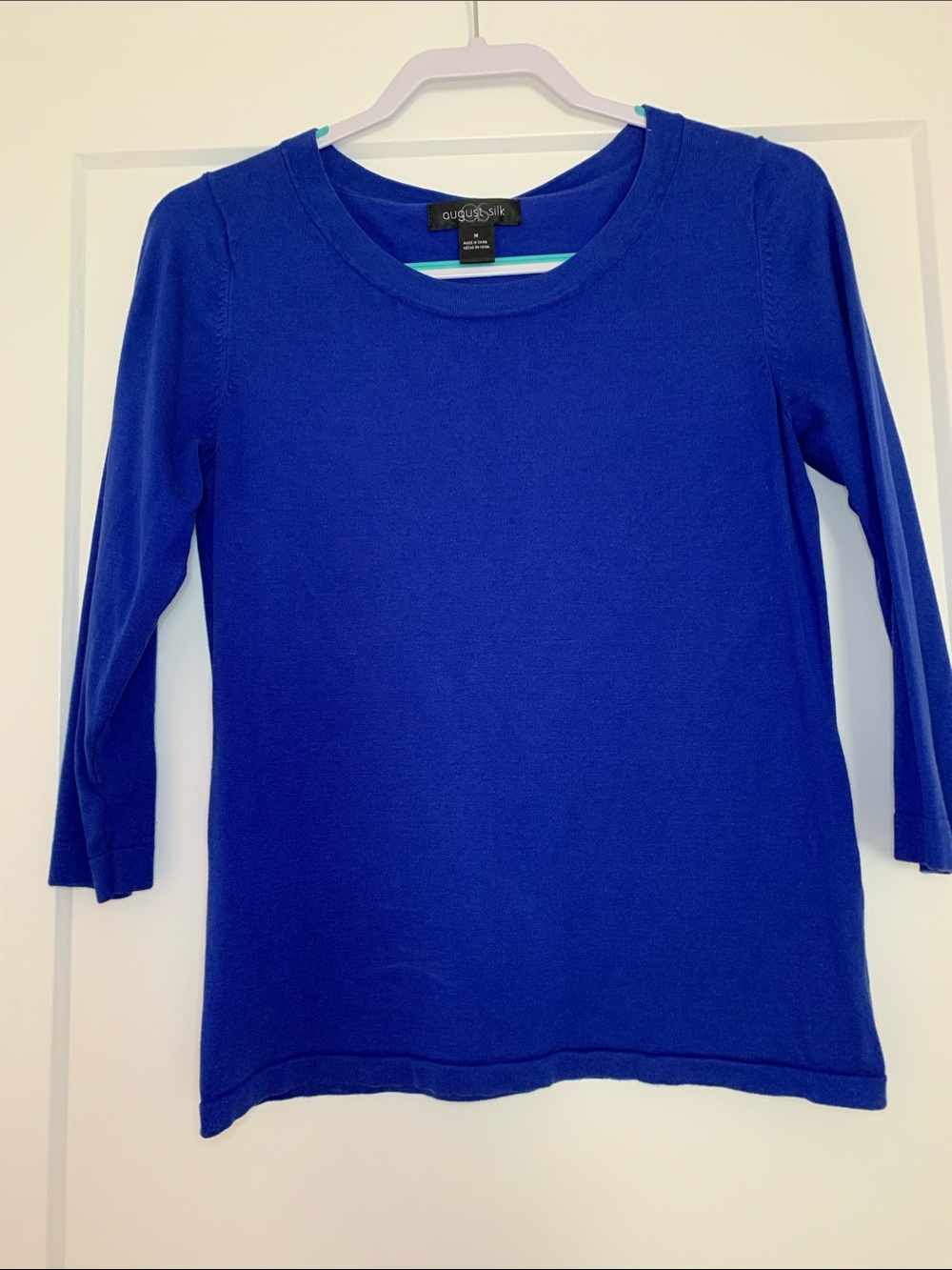 august silk Royal Blue Half-Sleeve Crewneck Top